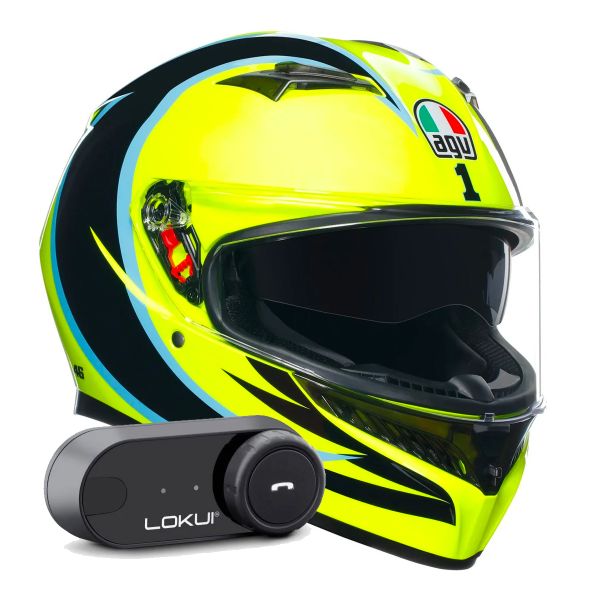 Casque Integral AGV K3 Top Rossi WT Phillip Island 2005 + Kit Bluetooth Lokui K30