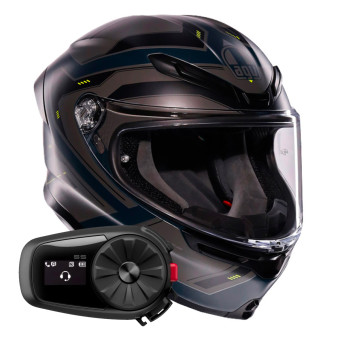 Casque Integral AGV K6 S Enhance Matt Grey Yellow Fluo + Kit Bluetooth 5S Solo
