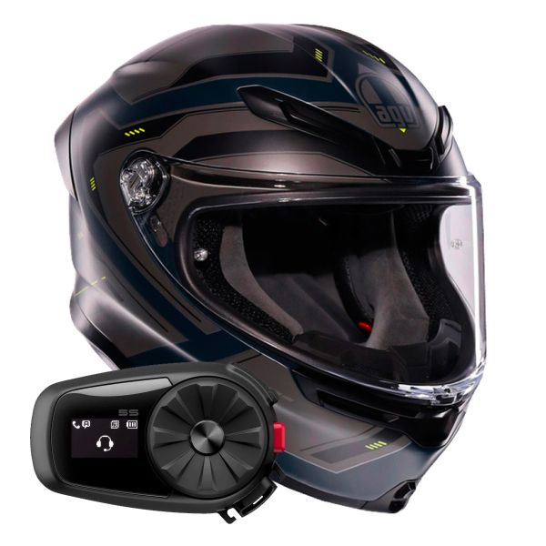 Casque Integral AGV K6 S Enhance Matt Grey Yellow Fluo + Kit Bluetooth 5S Solo Casque Integral AGV K6 S Enhance Matt Grey Yellow Fluo + Kit Bluetooth 5S Solo