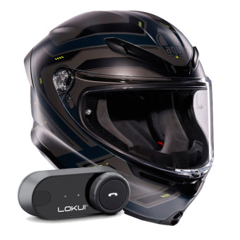 Casque Integral AGV K6 S Enhance Matt Grey Yellow Fluo + Kit Bluetooth Lokui K30