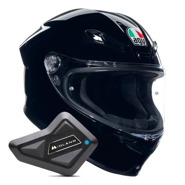 Casque Integral AGV K6 S Mono Black + Kit Bluetooth BT Mini Casque Integral AGV K6 S Mono Black + Kit Bluetooth BT Mini