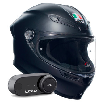 Casque Integral AGV K6 S Mono Matt Black + Kit Bluetooth Lokui K30
