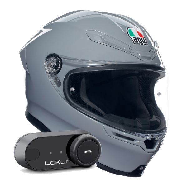 Casque Integral AGV K6 S Mono Nardo Grey + Kit Bluetooth Lokui K30 Casque Integral AGV K6 S Mono Nardo Grey + Kit Bluetooth Lokui K30