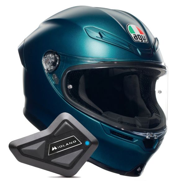 Casque Integral AGV K6 S Mono Petrolio Matt + Kit Bluetooth BT Mini