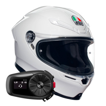 Casque Integral AGV K6 S Mono White + Kit Bluetooth 5S Solo