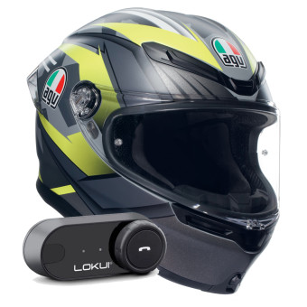 Casque Integral AGV K6 S Multi Excite Matt Camo Fluo Yellow + Kit Bluetooth Lokui K30