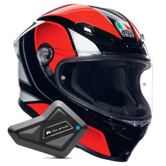 Casque Integral AGV K6 S Multi Hyphen Black Red White + Kit Bluetooth BT Mini