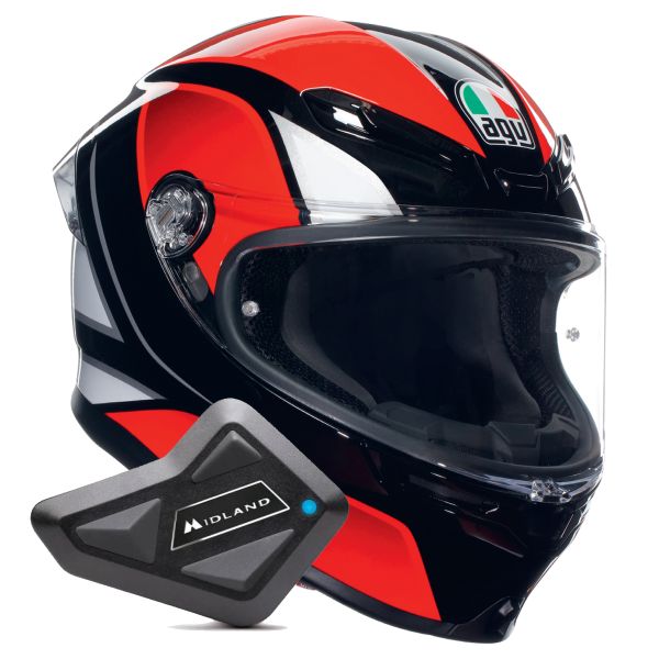 Casque Integral AGV K6 S Multi Hyphen Black Red White + Kit Bluetooth BT Mini Casque Integral AGV K6 S Multi Hyphen Black Red White + Kit Bluetooth BT Mini