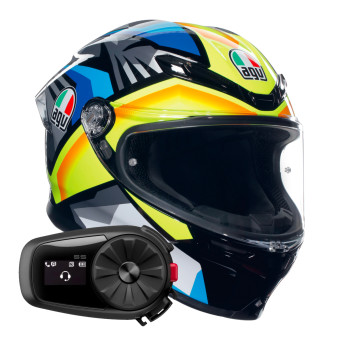 Casque Integral AGV K6 S Multi Joan Black Blue Yellow + Kit Bluetooth 5S Solo