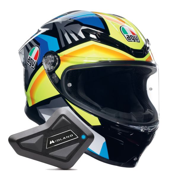 Casque Integral AGV K6 S Multi Joan Black Blue Yellow + Kit Bluetooth BT Mini