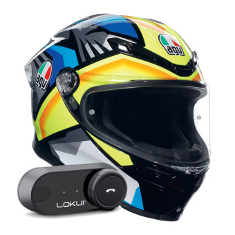 Casque Integral AGV K6 S Multi Joan Black Blue Yellow + Kit Bluetooth Lokui K30