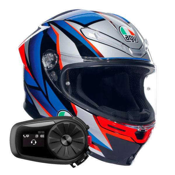 Casque Integral AGV K6 S Multi Slashcut Black Blue Red + Kit Bluetooth 5S Solo Casque Integral AGV K6 S Multi Slashcut Black Blue Red + Kit Bluetooth 5S Solo