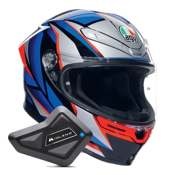 Casque Integral AGV K6 S Multi Slashcut Black Blue Red + Kit Bluetooth BT Mini Casque Integral AGV K6 S Multi Slashcut Black Blue Red + Kit Bluetooth BT Mini