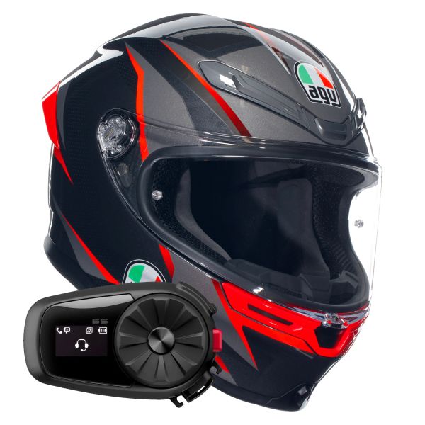 Casque Integral AGV K6 S Multi Slashcut Black Grey Red + Kit Bluetooth 5S Solo Casque Integral AGV K6 S Multi Slashcut Black Grey Red + Kit Bluetooth 5S Solo