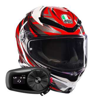 Casque Integral AGV K6 S Reeval White Red Grey + Kit Bluetooth 5S Solo