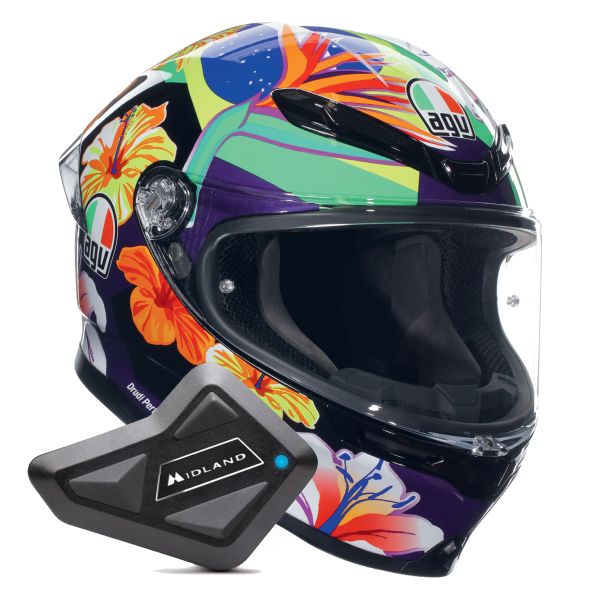 Casque Integral AGV K6 S Replica Morbidelli 2021 + Kit Bluetooth BT Mini