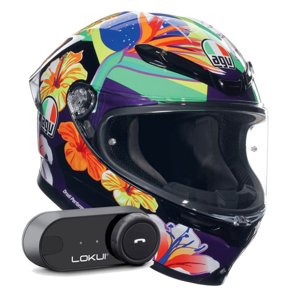 Casque Integral AGV K6 S Replica Morbidelli 2021 + Kit Bluetooth Lokui K30
