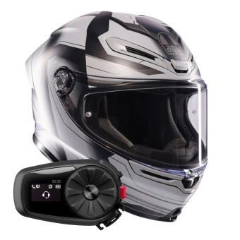 Casque Integral AGV K6 S Ultrasonic Matt Black Grey + Kit Bluetooth 5S Solo