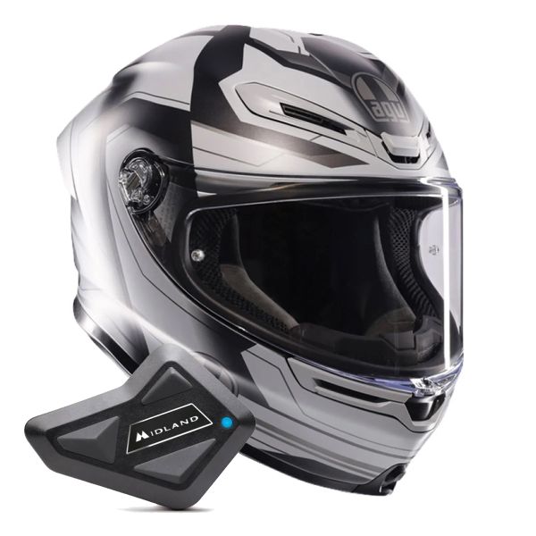 Casque Integral AGV K6 S Ultrasonic Matt Black Grey + Kit Bluetooth BT Mini Casque Integral AGV K6 S Ultrasonic Matt Black Grey + Kit Bluetooth BT Mini