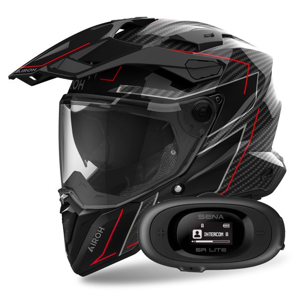 Casque Integral Airoh Commander 2 Carbon Stylish + Kit bluetooth 5R Lite Solo