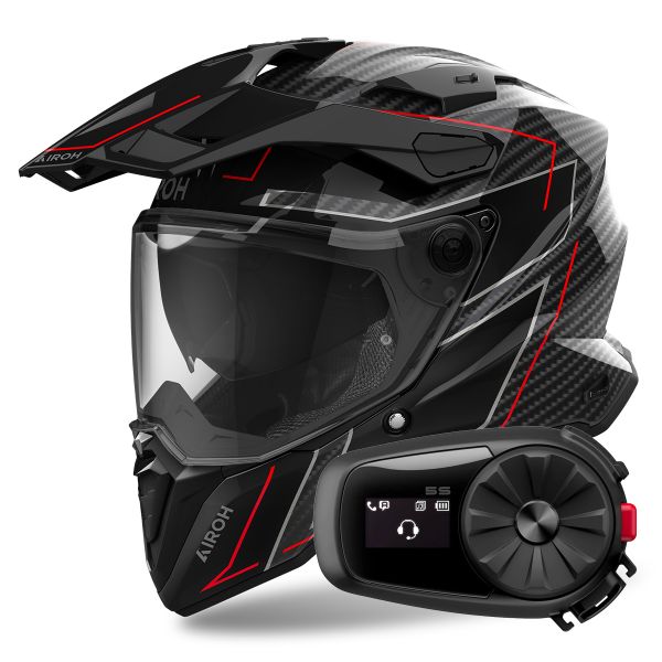 Casque Integral Airoh Commander 2 Carbon Stylish + Kit Bluetooth 5S Solo