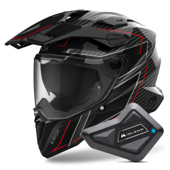 Casque Integral Airoh Commander 2 Carbon Stylish + Kit Bluetooth BT Mini