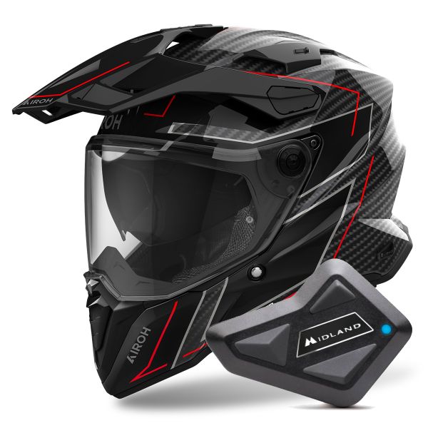 Casque Integral Airoh Commander 2 Carbon Stylish + Kit Bluetooth BT Mini