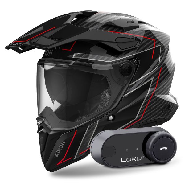 Casque Integral Airoh Commander 2 Carbon Stylish + Kit Bluetooth Lokui K30