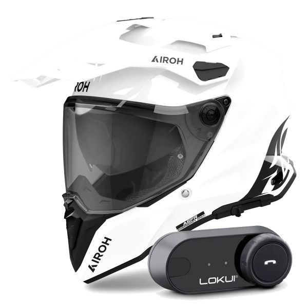 Casque Integral Airoh Commander 2 Color White + Kit Bluetooth Lokui K30