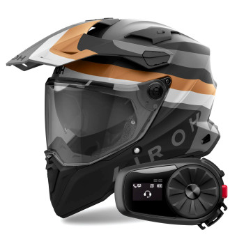 Casque Integral Airoh Commander 2 Doom Gold Matt + Kit Bluetooth 5S Solo