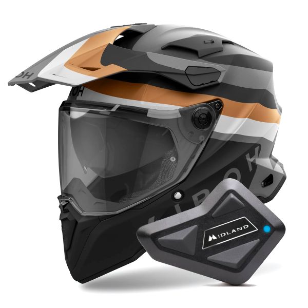Casque Integral Airoh Commander 2 Doom Gold Matt + Kit Bluetooth BT Mini