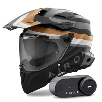 Casque Integral Airoh Commander 2 Doom Gold Matt + Kit Bluetooth Lokui K30