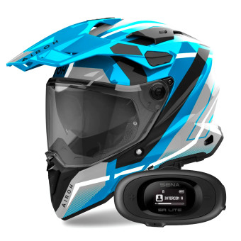 Casque Integral Airoh Commander 2 Mavick Cerulean Blue + Kit bluetooth 5R Lite Solo