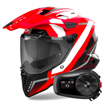 Casque Integral Airoh Commander 2 Mavick Red + Kit Bluetooth 5S Solo