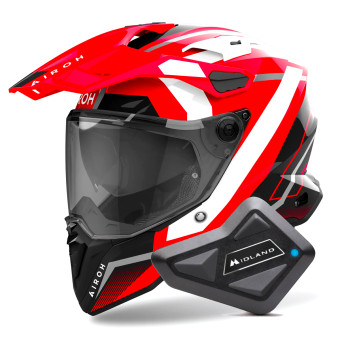 Casque Integral Airoh Commander 2 Mavick Red + Kit Bluetooth BT Mini