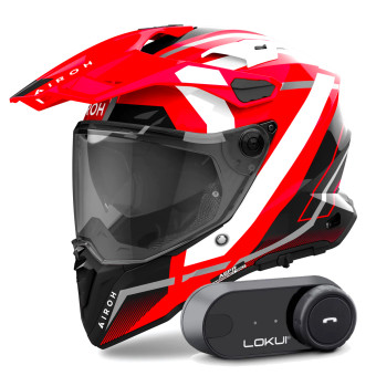 Casque Integral Airoh Commander 2 Mavick Red + Kit Bluetooth Lokui K30