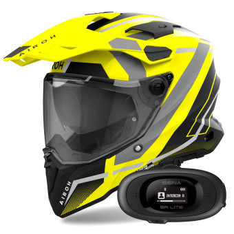 Casque Integral Airoh Commander 2 Mavick Yellow Matt + Kit bluetooth 5R Lite Solo