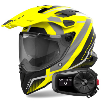 Casque Integral Airoh Commander 2 Mavick Yellow Matt + Kit Bluetooth 5S Solo