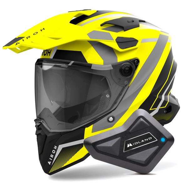 Casque Integral Airoh Commander 2 Mavick Yellow Matt + Kit Bluetooth BT Mini