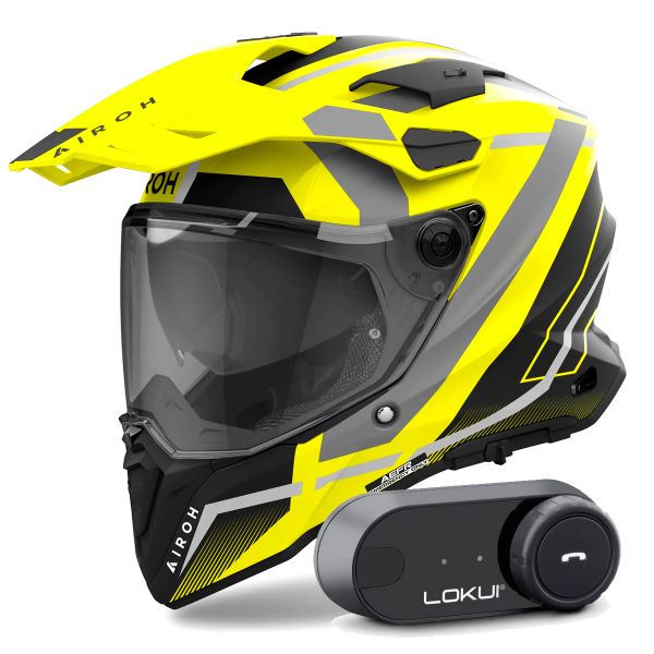 Casque Integral Airoh Commander 2 Mavick Yellow Matt + Kit Bluetooth Lokui K30
