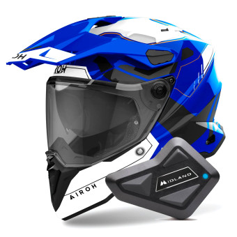 Casque Integral Airoh Commander 2 Reveal Blue + Kit Bluetooth BT Mini