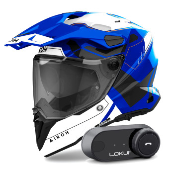 Casque Integral Airoh Commander 2 Reveal Blue + Kit Bluetooth Lokui K30