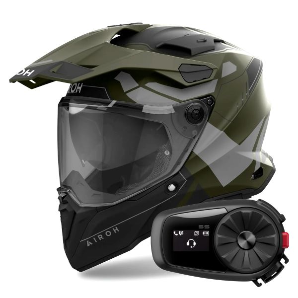 Casque Integral Airoh Commander 2 Reveal Military Green + Kit Bluetooth 5S Solo Casque Integral Airoh Commander 2 Reveal Military Green + Kit Bluetooth 5S Solo