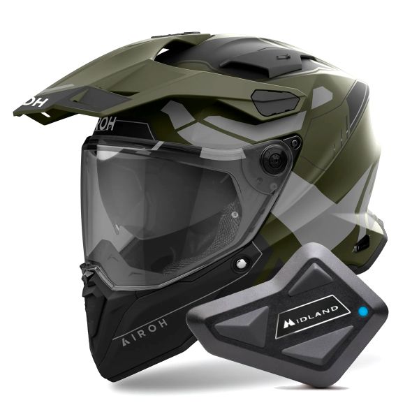 Casque Integral Airoh Commander 2 Reveal Military Green + Kit Bluetooth BT Mini Casque Integral Airoh Commander 2 Reveal Military Green + Kit Bluetooth BT Mini