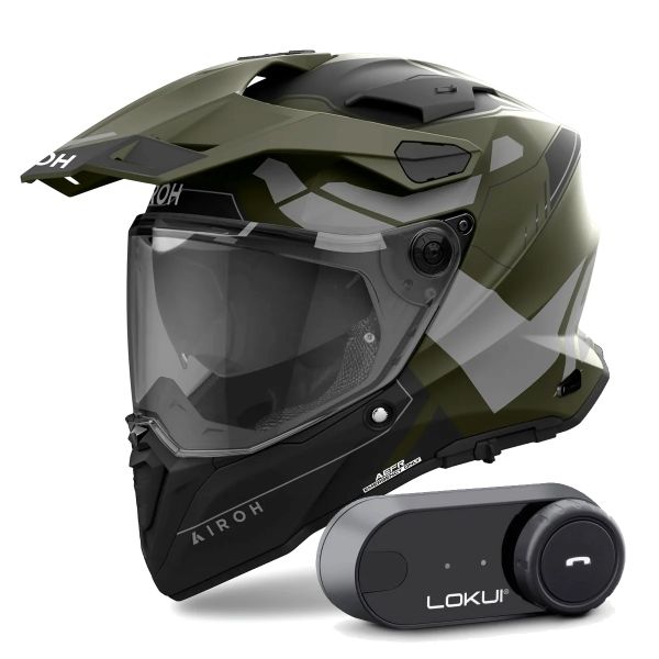 Casque Integral Airoh Commander 2 Reveal Military Green + Kit Bluetooth Lokui K30 Casque Integral Airoh Commander 2 Reveal Military Green + Kit Bluetooth Lokui K30