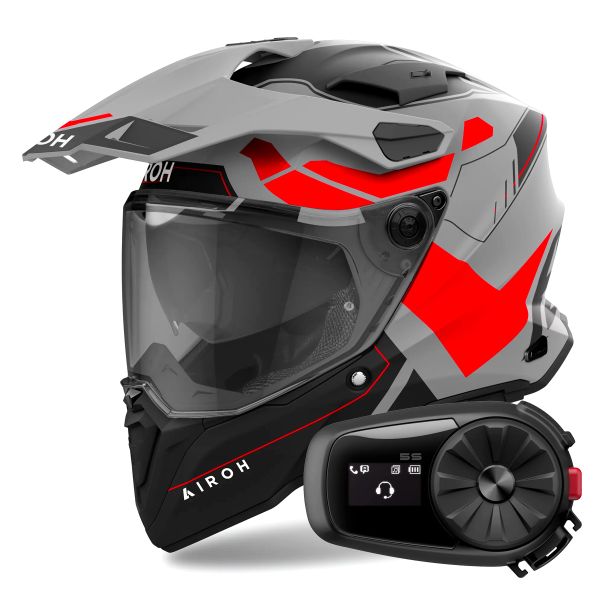 Casque Integral Airoh Commander 2 Reveal Red Fluo Matt + Kit Bluetooth 5S Solo Casque Integral Airoh Commander 2 Reveal Red Fluo Matt + Kit Bluetooth 5S Solo