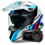 Casque Integral Airoh Commander 2 Skip White Red Gloss + Kit Bluetooth 5S Solo