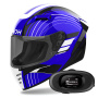 Casque Integral Airoh Connor Achieve Blue + Kit bluetooth 5R Lite Solo