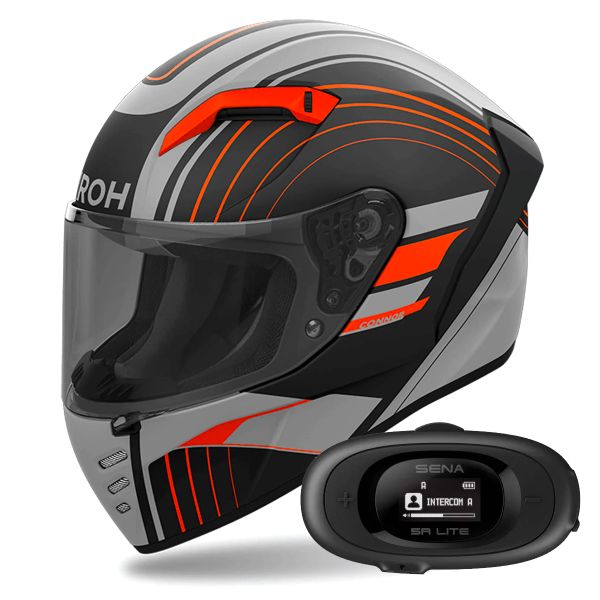 Casque Integral Airoh Connor Achieve Orange Matt + Kit bluetooth 5R Lite Solo Casque Integral Airoh Connor Achieve Orange Matt + Kit bluetooth 5R Lite Solo