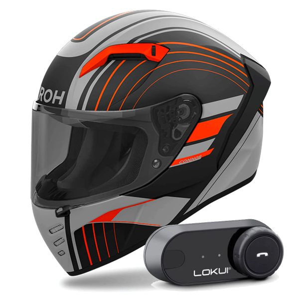 Casque Integral Airoh Connor Achieve Orange Matt + Kit Bluetooth Lokui K30 Casque Integral Airoh Connor Achieve Orange Matt + Kit Bluetooth Lokui K30